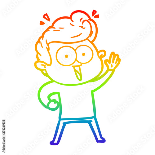 rainbow gradient line drawing cartoon staring man