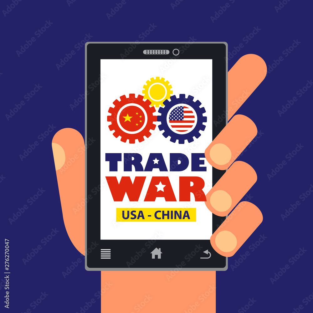 Trade war, USA versus China. America-China tariff business global exchange international. Trade war, USA versus China. America-China tariff business global exchange international.
