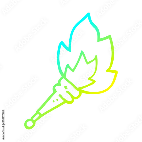 cold gradient line drawing cartoon flaming torch