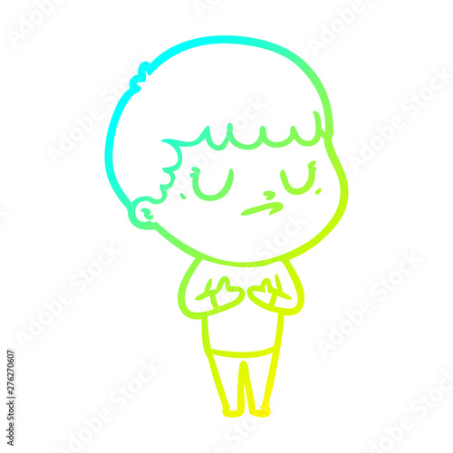 cold gradient line drawing cartoon grumpy boy