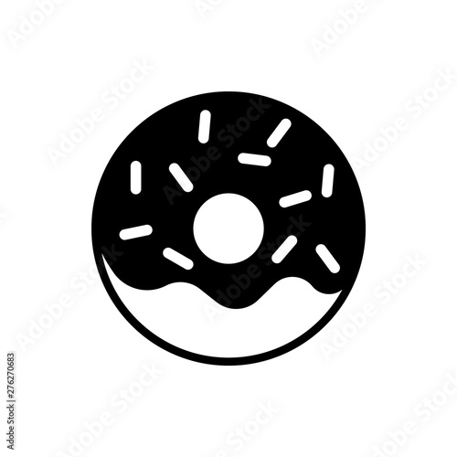 Doughnut black icon on white background. Sweet food