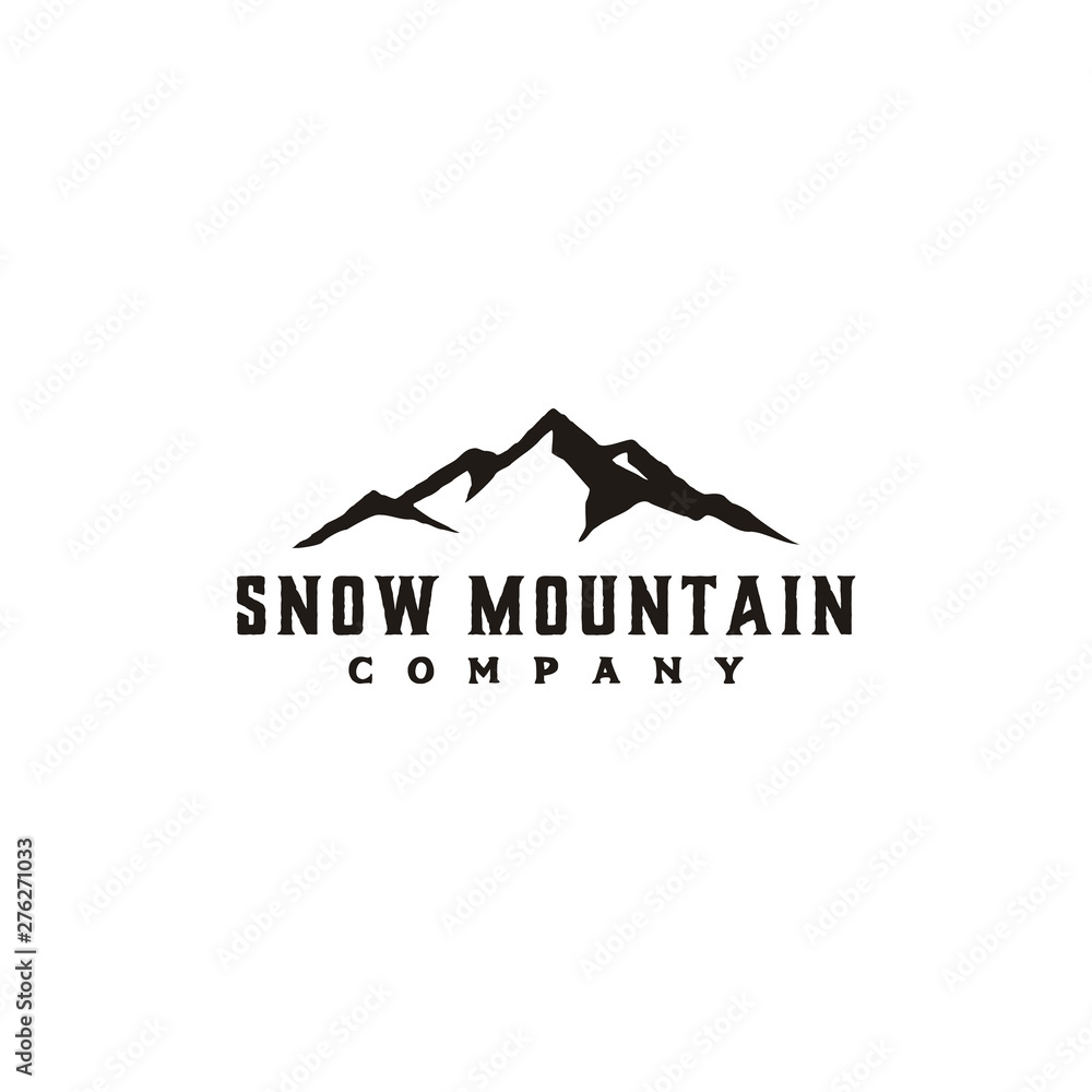 Vintage Hand Drawn Retro Mountain logo design