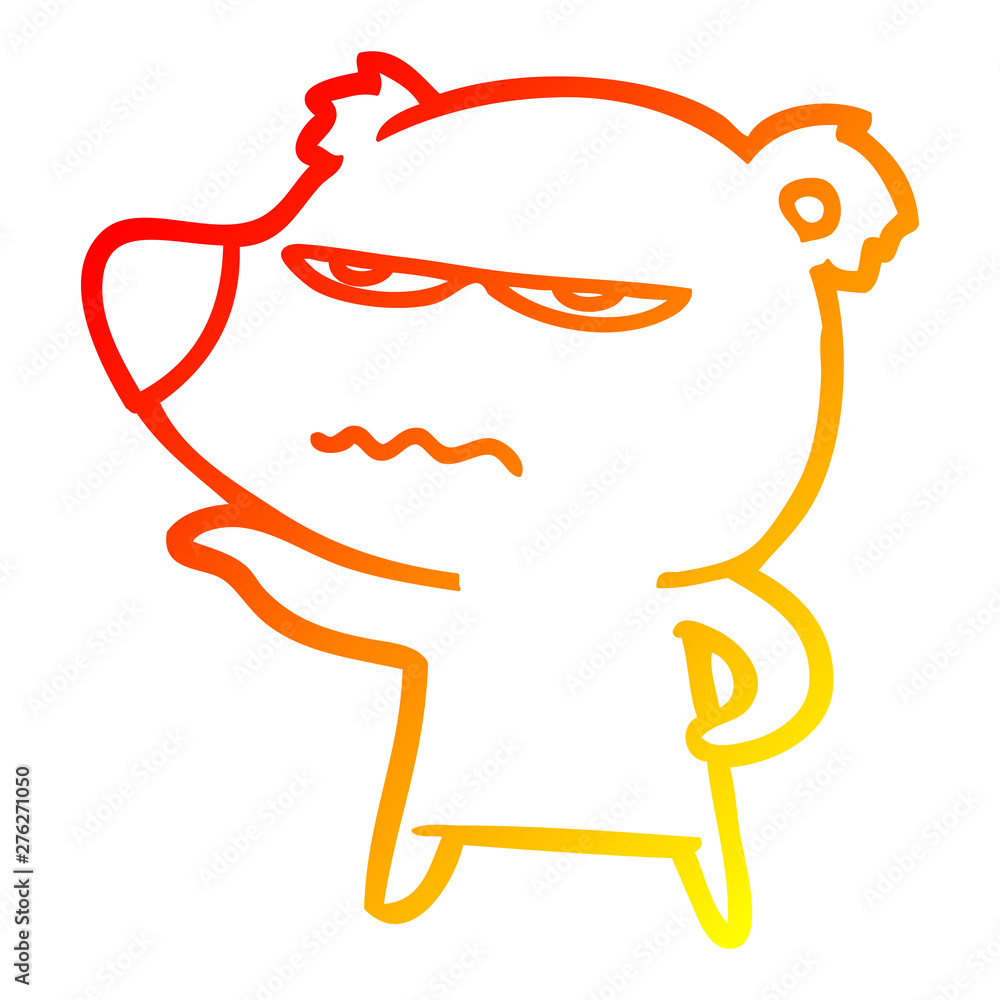 Obraz premium warm gradient line drawing angry bear cartoon