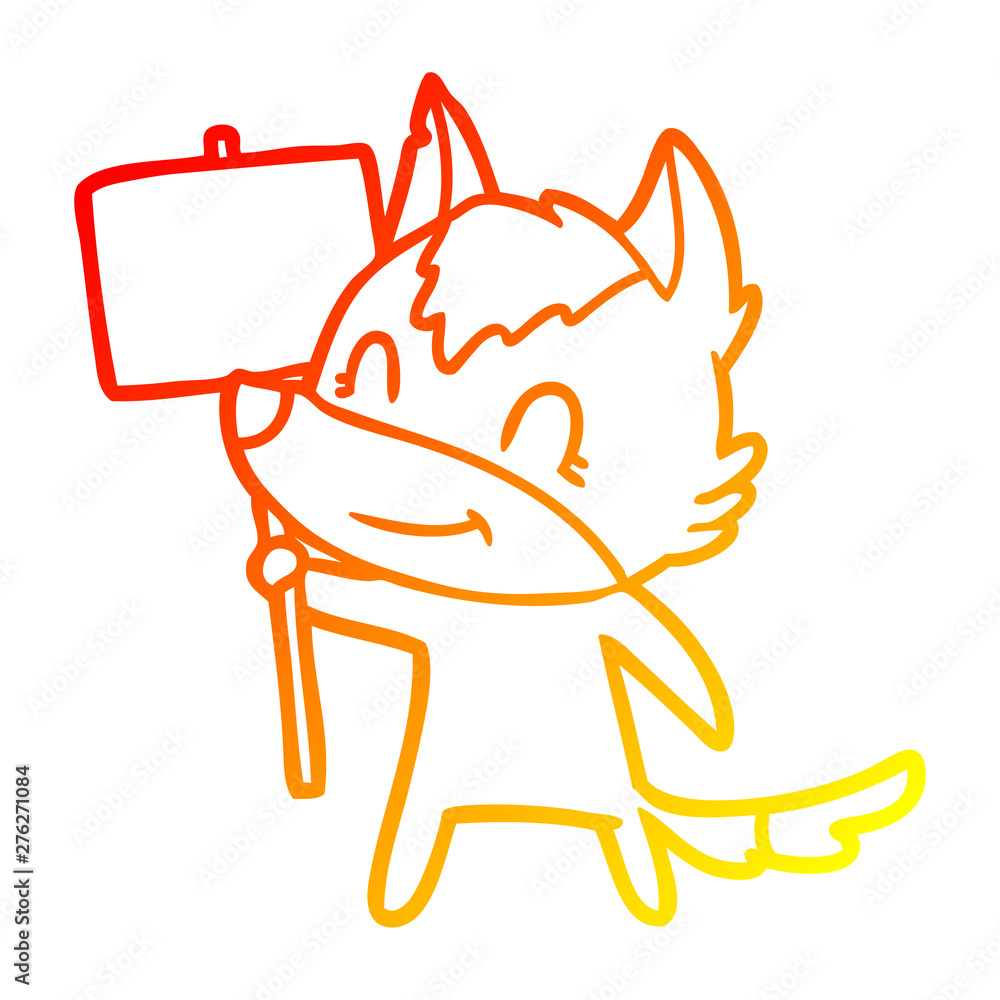 warm gradient line drawing friendly cartoon wolf warm gradient line drawing friendly cartoon wolf