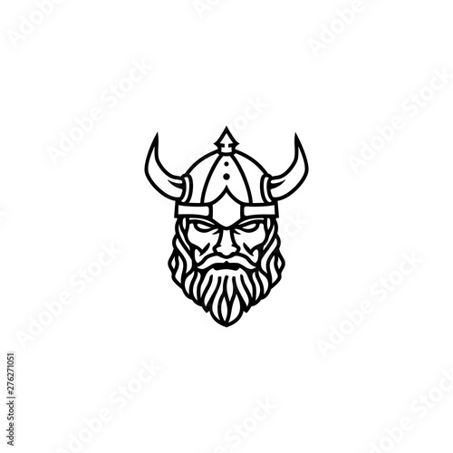 Outline Norse Viking Helmet Head Face for Esports Logo design