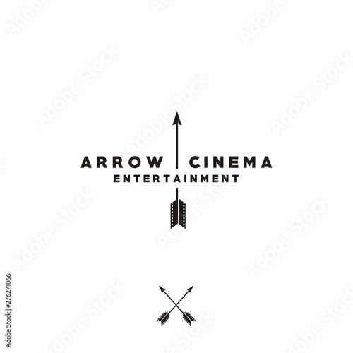 Arrow and Film Stripes for Movie Cinema Productions logo design