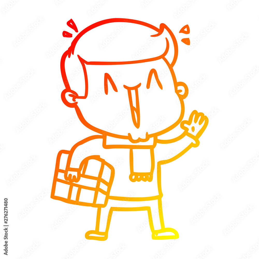 warm gradient line drawing cartoon excited man warm gradient line drawing cartoon excited man