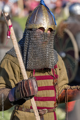 Medieval warriors in armor photo