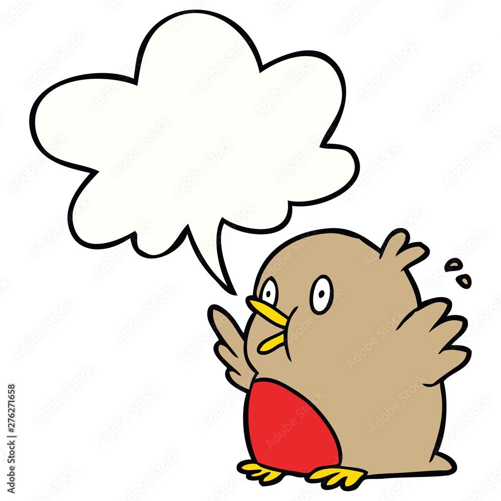 cartoon over excited robin and speech bubble cartoon over excited robin and speech bubble