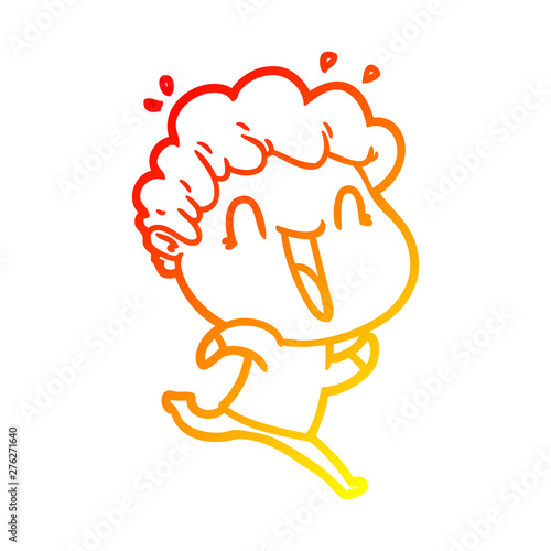 warm gradient line drawing cartoon happy man