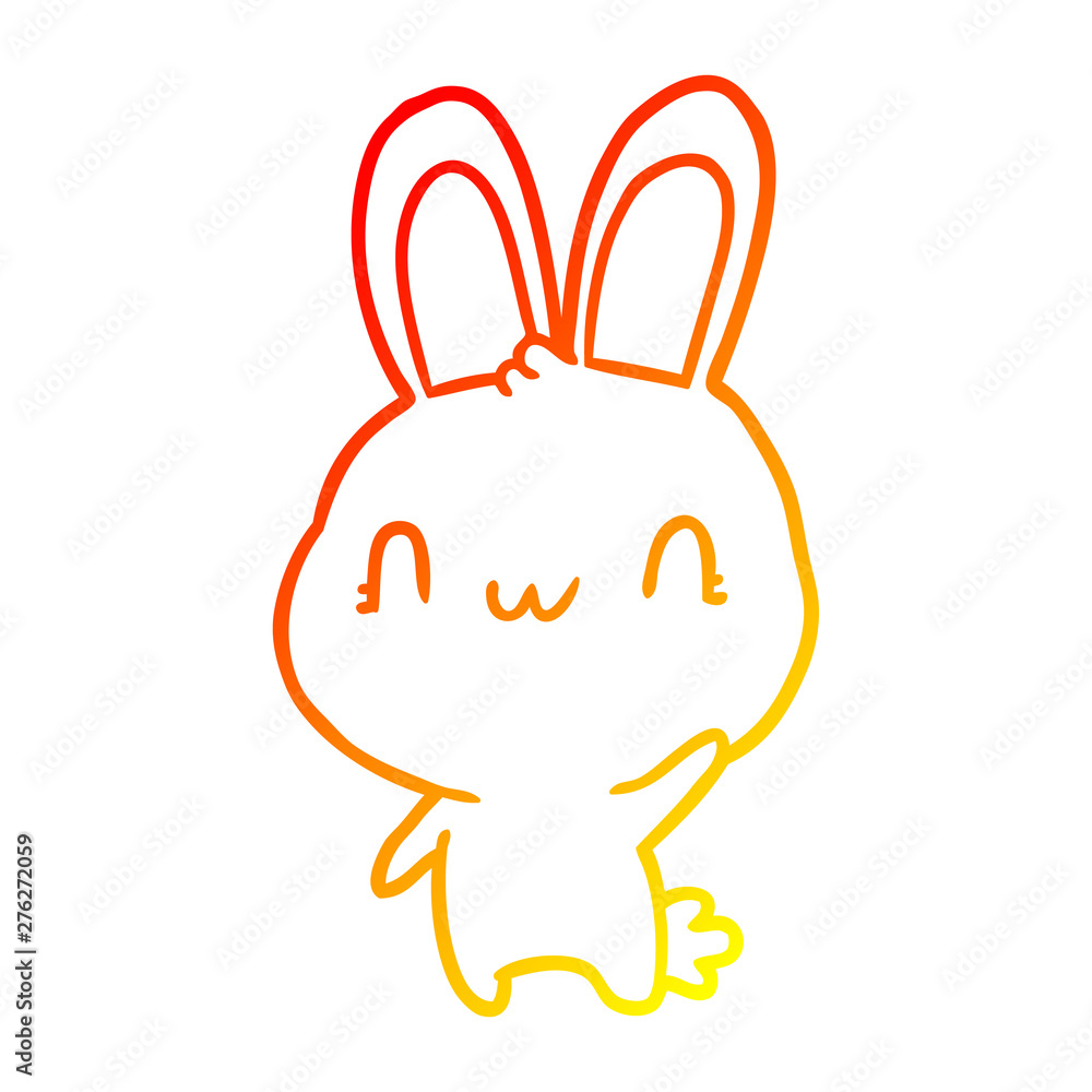 warm gradient line drawing cute rabbit waving warm gradient line drawing cute rabbit waving