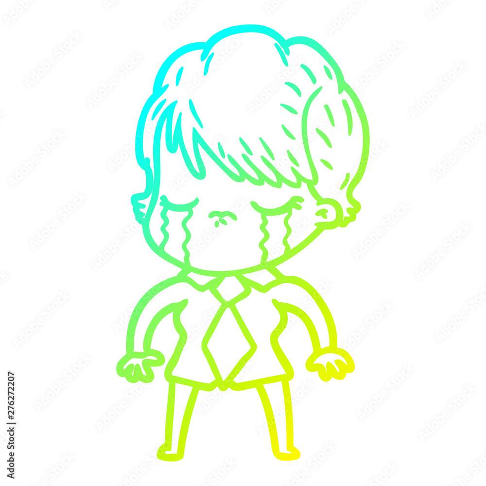 cold gradient line drawing cartoon woman crying cold gradient line drawing cartoon woman crying