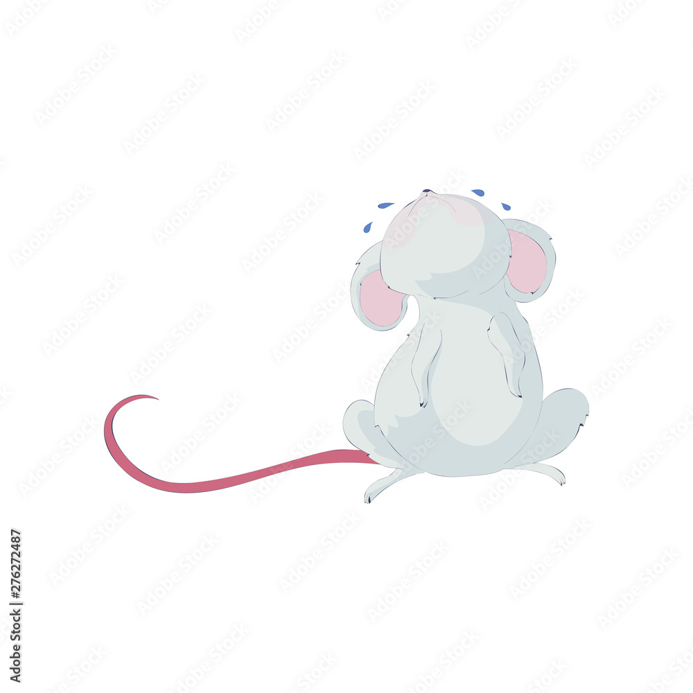 Cute cartoon rat crying. Vector illustration on white background. Cute cartoon rat crying. Vector illustration on white background.