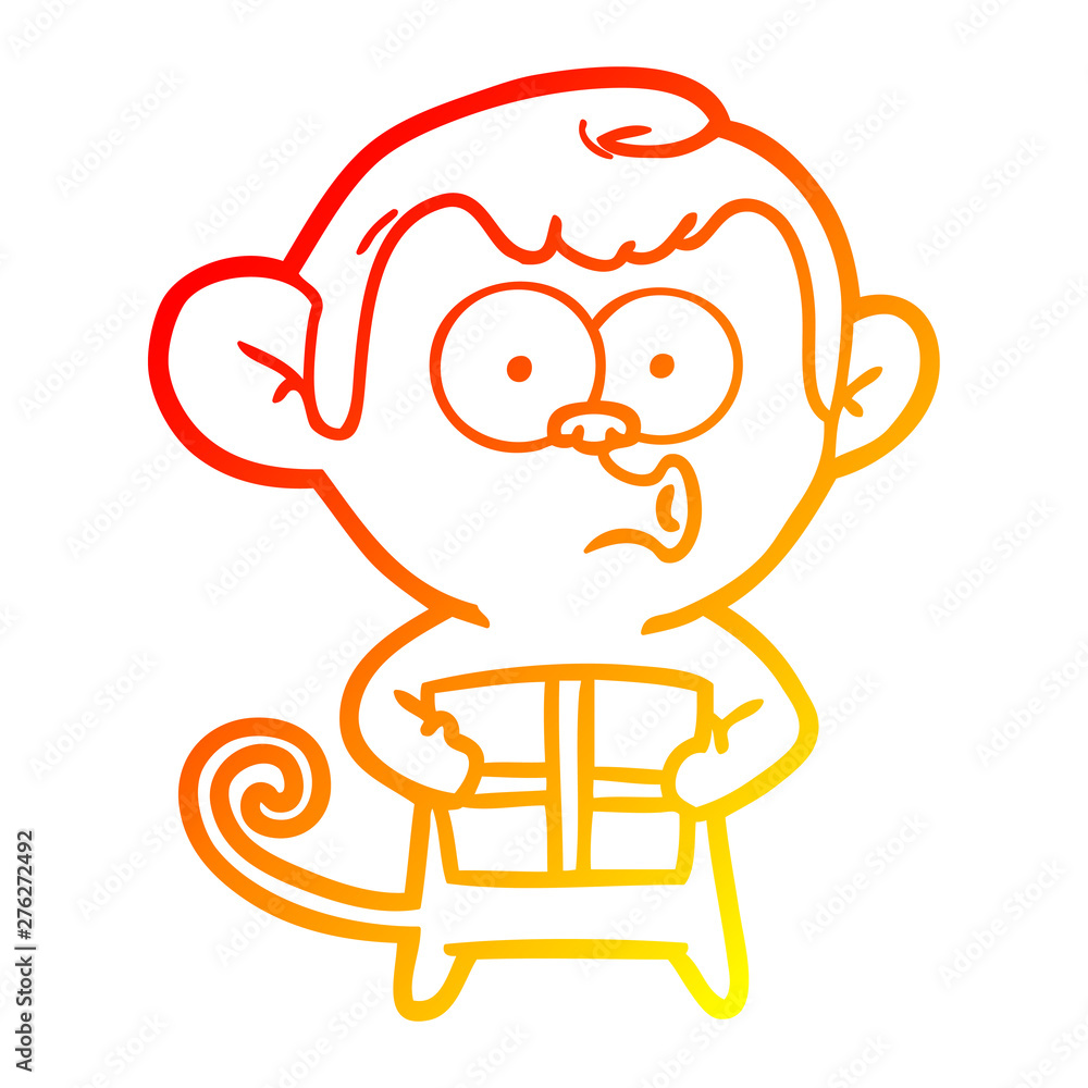 warm gradient line drawing cartoon christmas monkey warm gradient line drawing cartoon christmas monkey