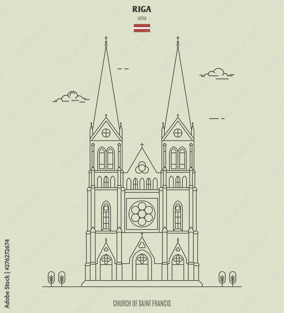 Church of Saint Francis in Riga, Latvia. Landmark icon