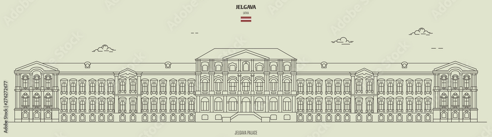 Jelgava Palace in Jelgava, Latvia. Landmark icon