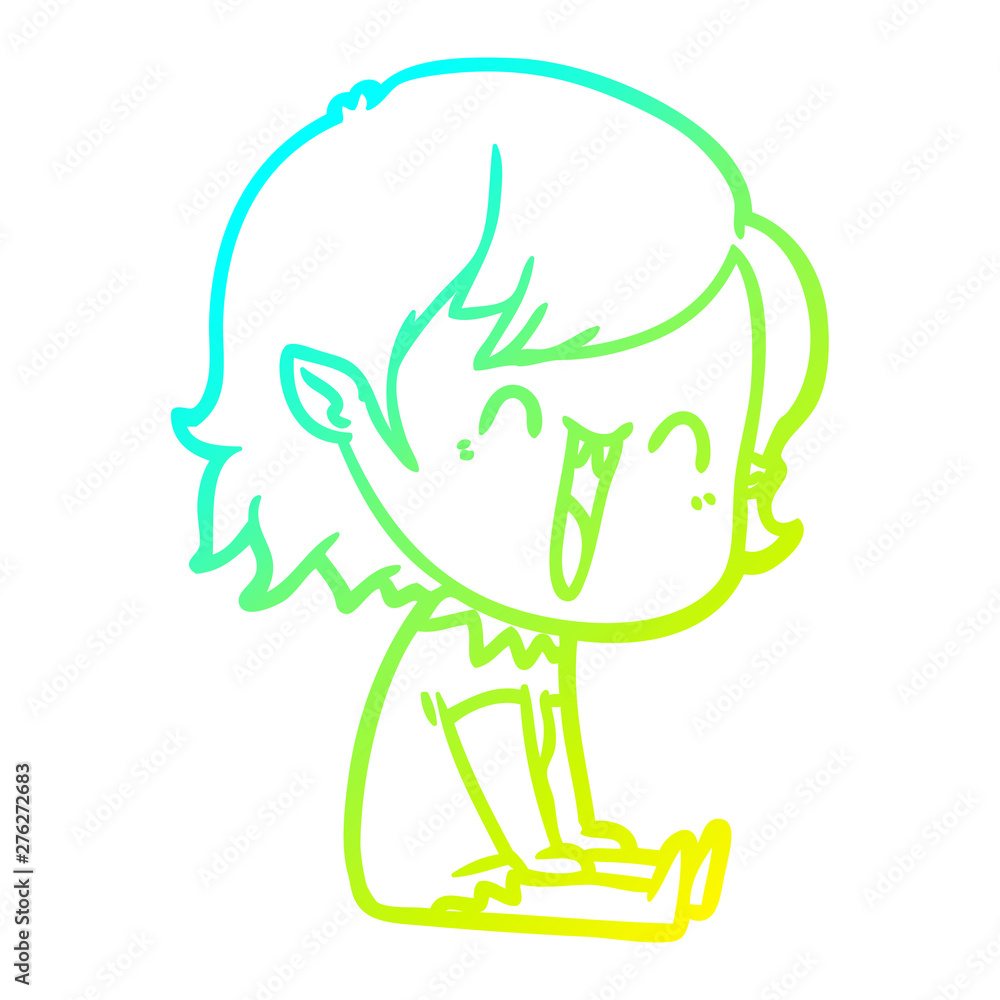 cold gradient line drawing cute cartoon happy vampire girl cold gradient line drawing cute cartoon happy vampire girl