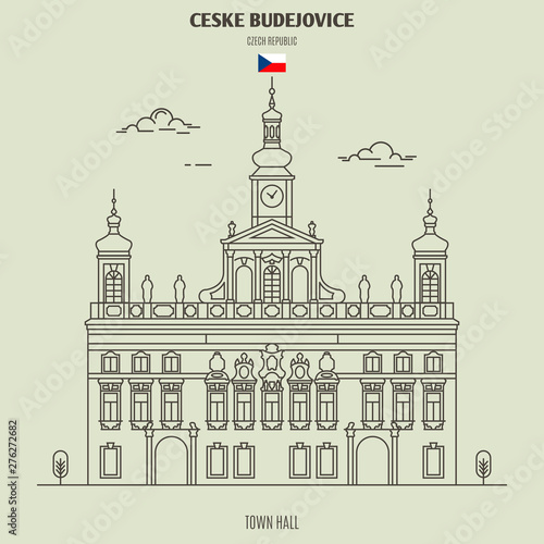 Town Hall in Ceske Budejovice, Czech Republic. Landmark icon