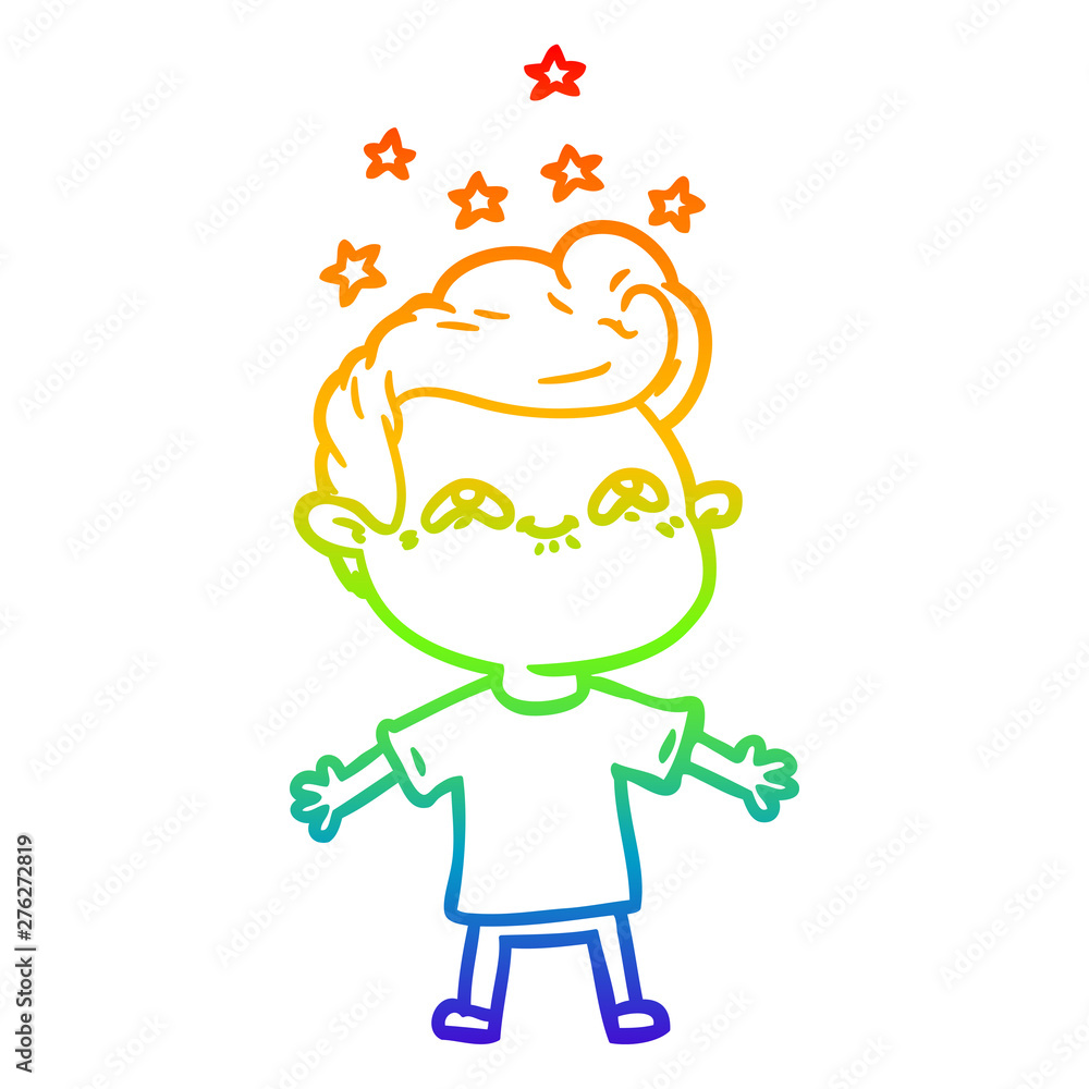 rainbow gradient line drawing happy cartoon boy rainbow gradient line drawing happy cartoon boy