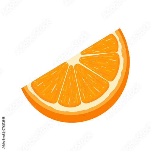 Fresh cut slice orange fruit isolated on white background. Tangerine. Organic fruit. Cartoon style. Vector illustration for any design.