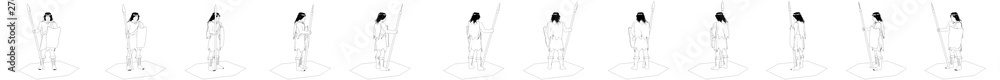 3d render, warrior character set, illustration 3d render, warrior character set, illustration