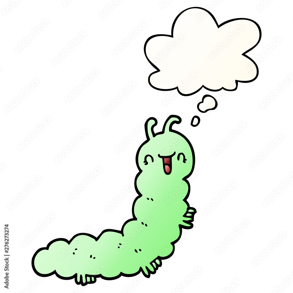 cartoon caterpillar and thought bubble in smooth gradient style cartoon caterpillar and thought bubble in smooth gradient style