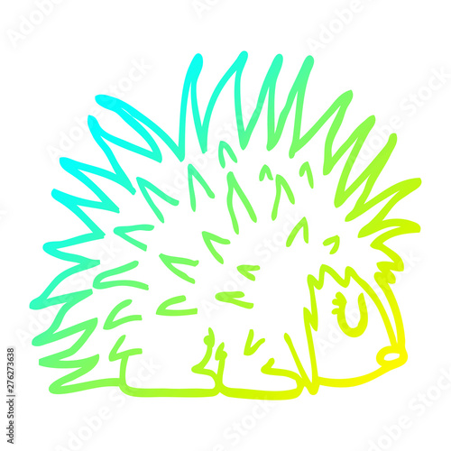cold gradient line drawing cartoon spiky hedgehog