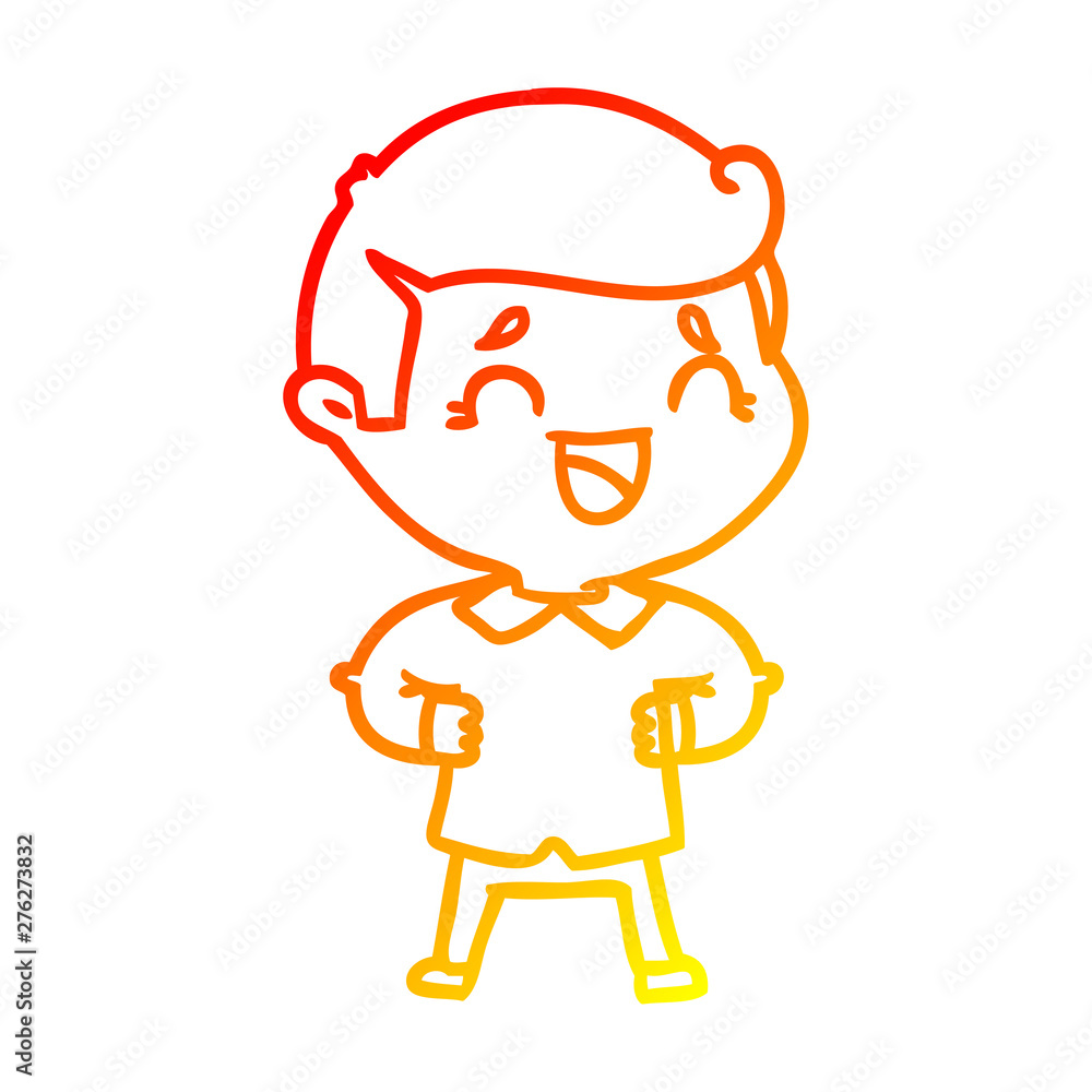 warm gradient line drawing cartoon laughing man