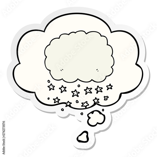 cartoon rain cloud and thought bubble as a printed sticker