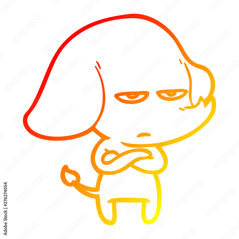 Obraz premium warm gradient line drawing annoyed cartoon elephant