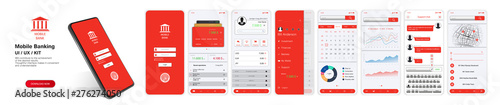 Design Mobile Banking App. UI, UX, KIT. Mockups screens for mobile banking or website with different GUI(Login, payment detailed data statistics, money transfers and transactions, chat support, map)