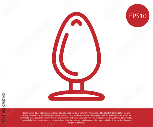 Red Anal plug icon isolated on white background. Butt plug sign. Fetish accessory. Sex toy for men and woman. Vector Illustration