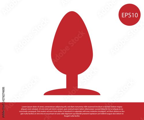 Red Anal plug icon isolated on white background. Butt plug sign. Fetish accessory. Sex toy for men and woman. Vector Illustration