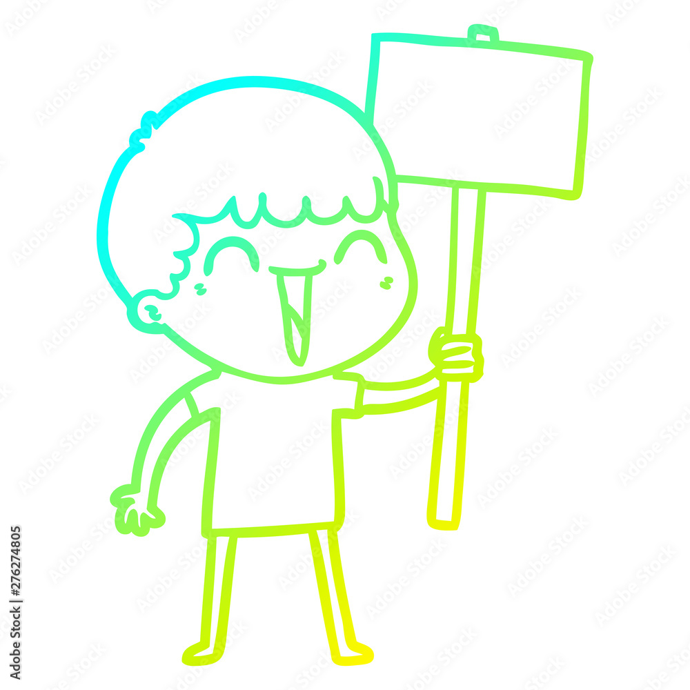 cold gradient line drawing cartoon happy man cold gradient line drawing cartoon happy man