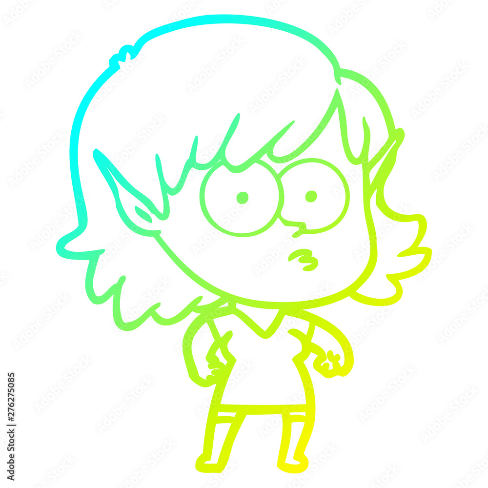 cold gradient line drawing cartoon elf girl staring cold gradient line drawing cartoon elf girl staring