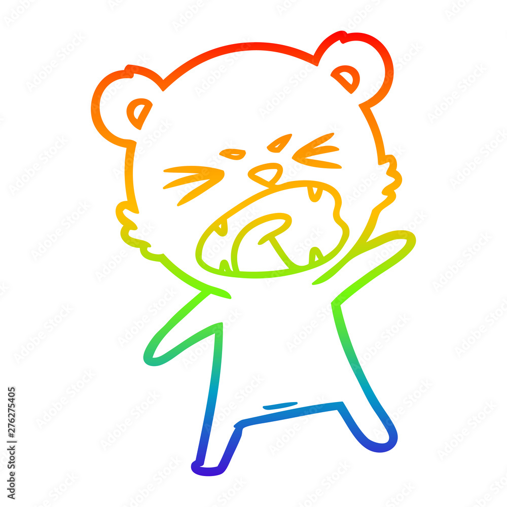 rainbow gradient line drawing angry cartoon polar bear rainbow gradient line drawing angry cartoon polar bear