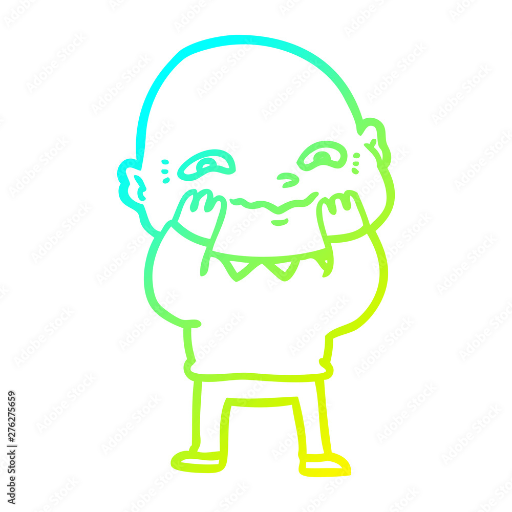 cold gradient line drawing cartoon nervous man cold gradient line drawing cartoon nervous man