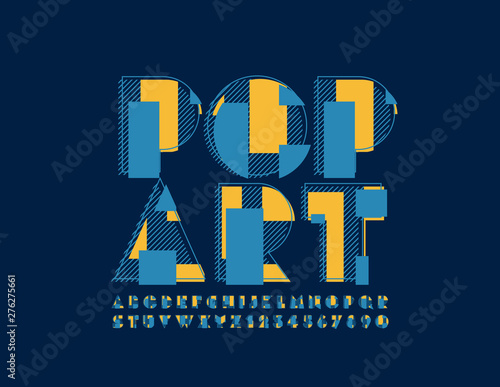 Vector Pop Art bright Font. Uppercase creative Font. Original Letters and Numbers set