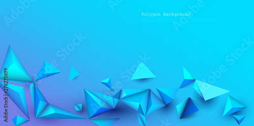 Fototapeta Naklejka Na Ścianę i Meble -  Vector 3D Geometric, Polygon, Line, Triangle pattern shape for wallpaper or background. Illustration low poly, polygonal design with blue color background.