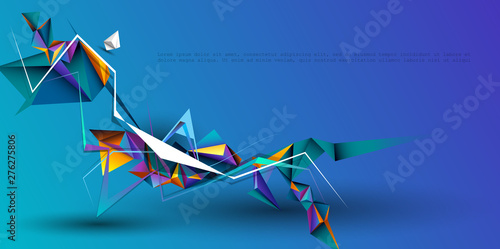 Vector Abstract 3D Geometric, Polygon background design. Multicolor, blue, purple, yellow and green color in triangle pattern shape. Polygonal background for banner, template, business, web design