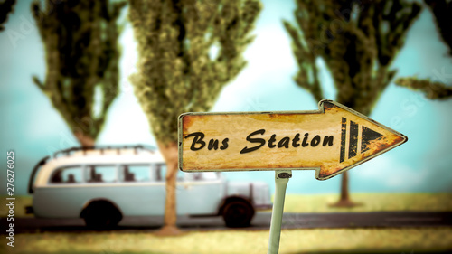 Street Sign to Bus Station