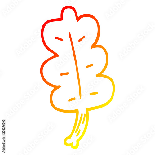 warm gradient line drawing cartoon autumnal leaf