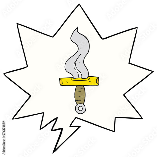 cartoon dagger and speech bubble