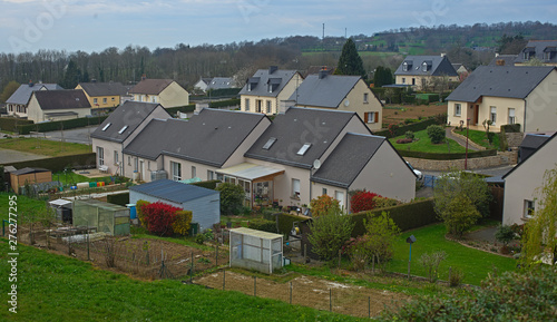 SOURDEVAL, FRANCE - April 6th 2019 - Houses in the village