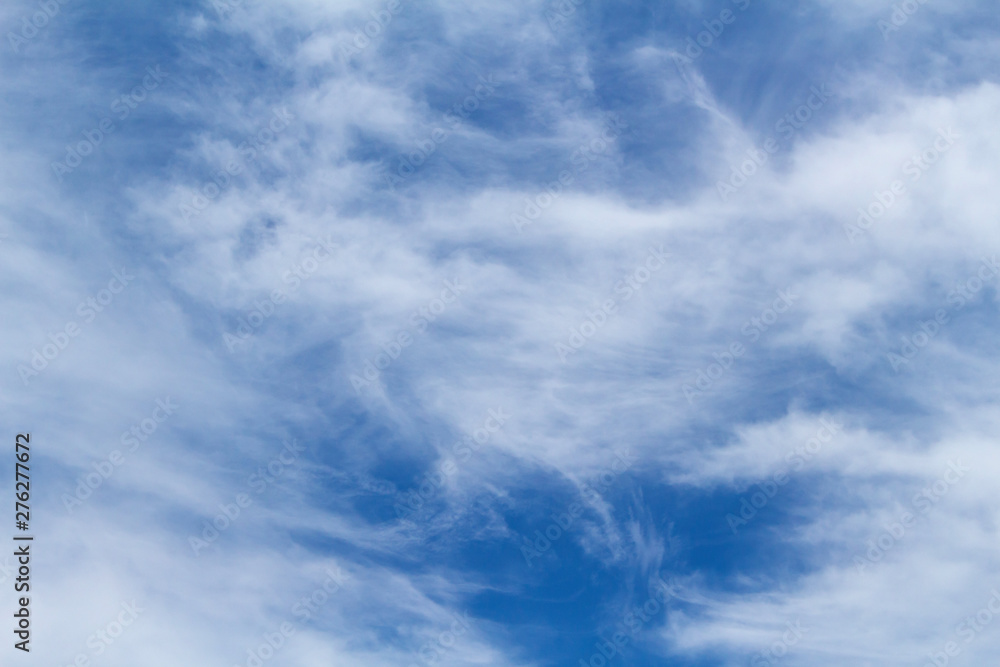 Obraz premium Picturesque beautiful clouds before rain on the blue sky. Weather, nature concept.