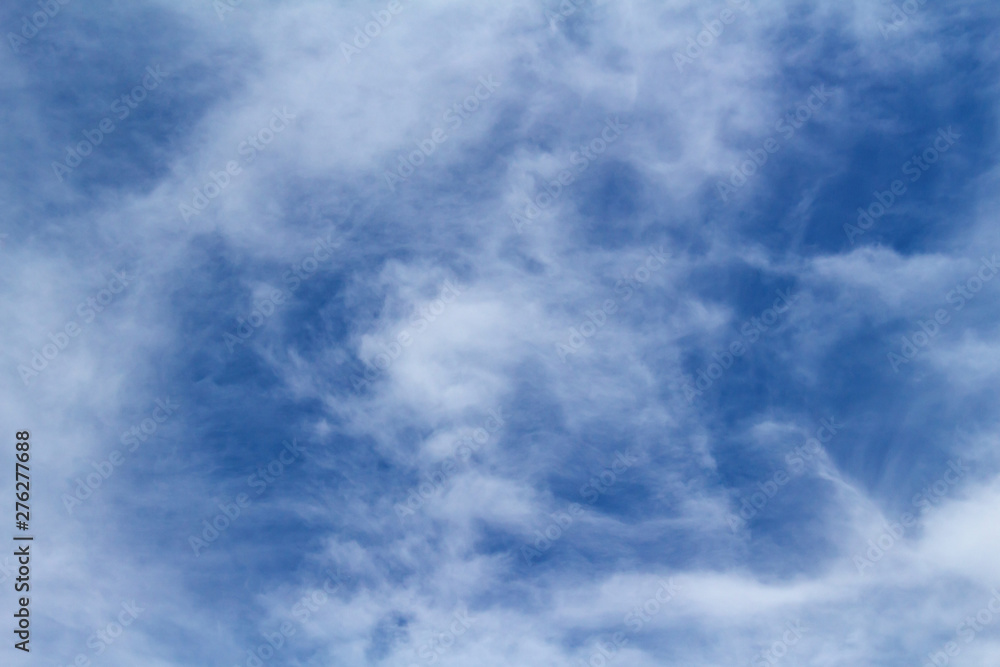 Fototapeta premium Picturesque beautiful clouds before rain on the blue sky. Weather, nature concept.