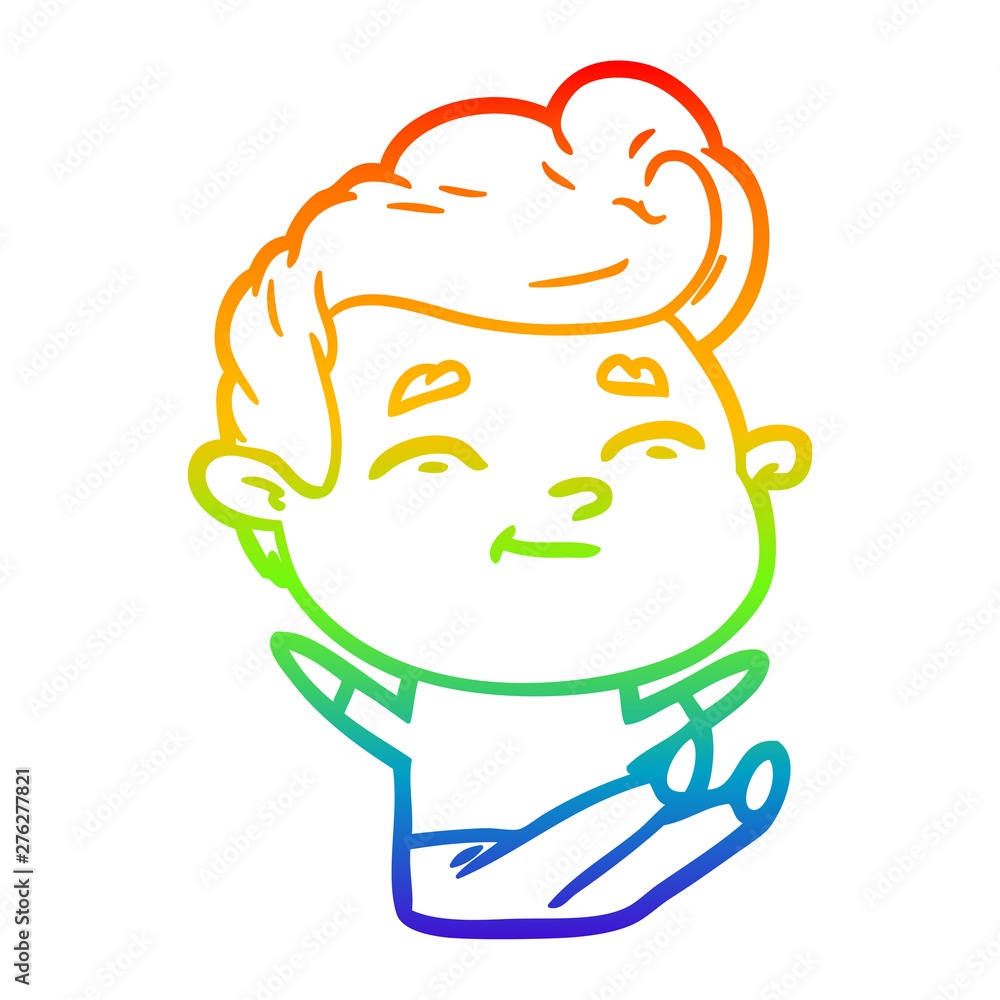 rainbow gradient line drawing happy cartoon man sitting rainbow gradient line drawing happy cartoon man sitting