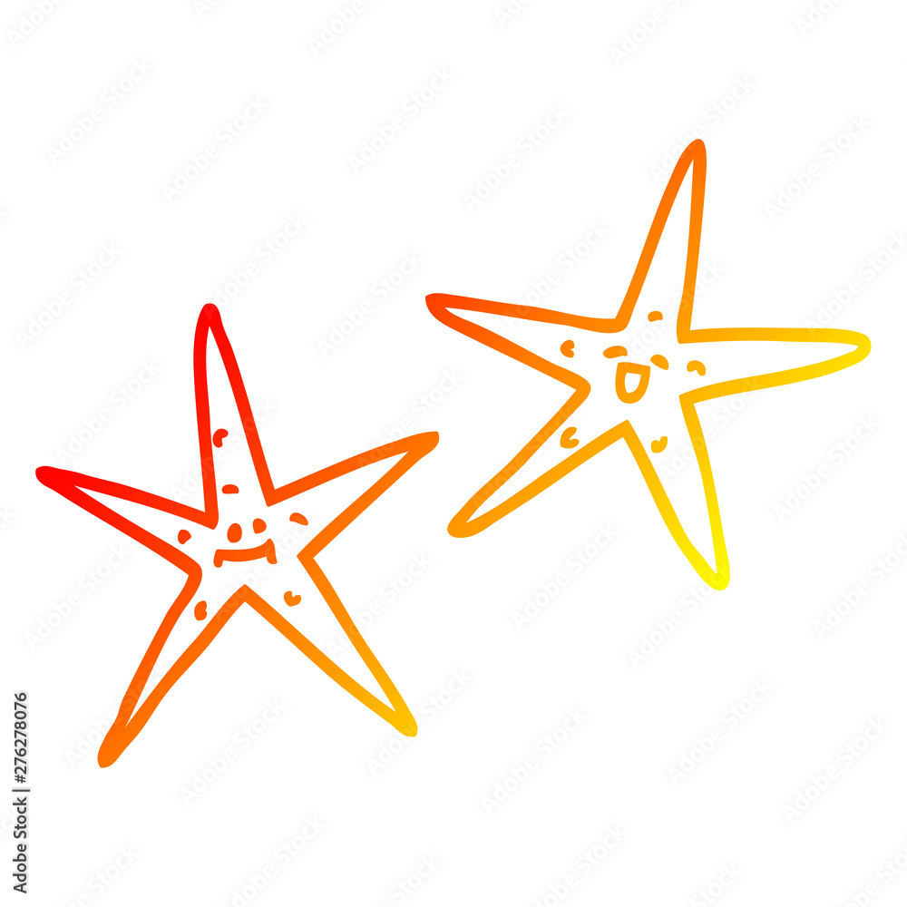 warm gradient line drawing cartoon star fish warm gradient line drawing cartoon star fish