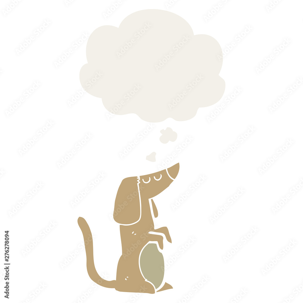 cartoon dog and thought bubble in retro style cartoon dog and thought bubble in retro style