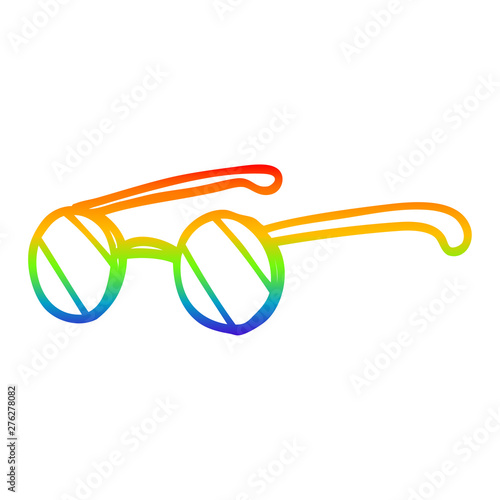 rainbow gradient line drawing cartoon round spectacles
